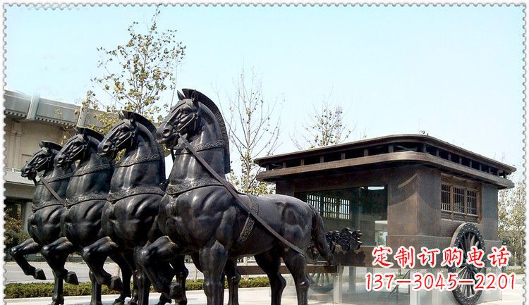 内江传统古典马车铜雕塑