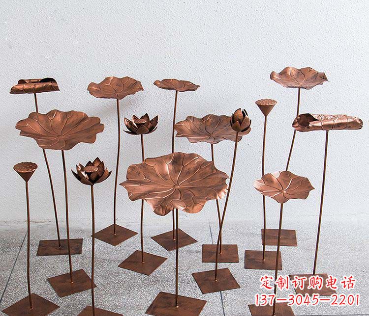 内江精美古铜色荷花不锈钢雕塑