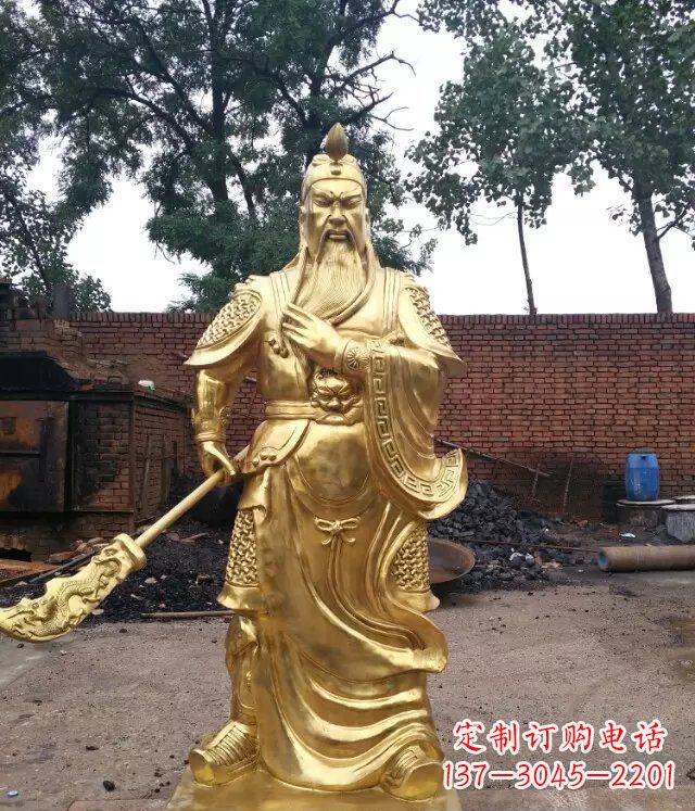 内江关公提刀武财神铜雕,展现神秘而又令人敬畏的力量