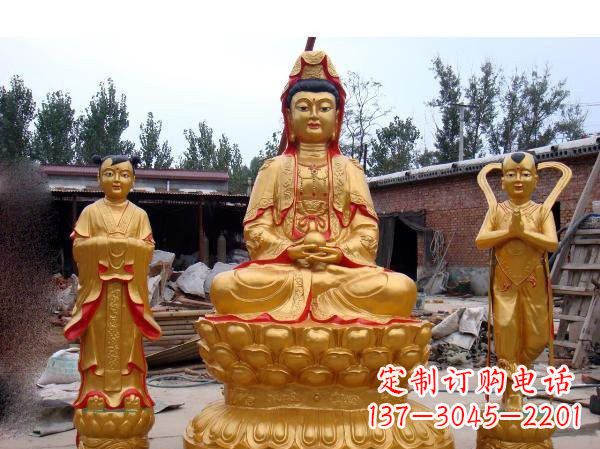 内江财运旺旺,观音童子龙女铜雕