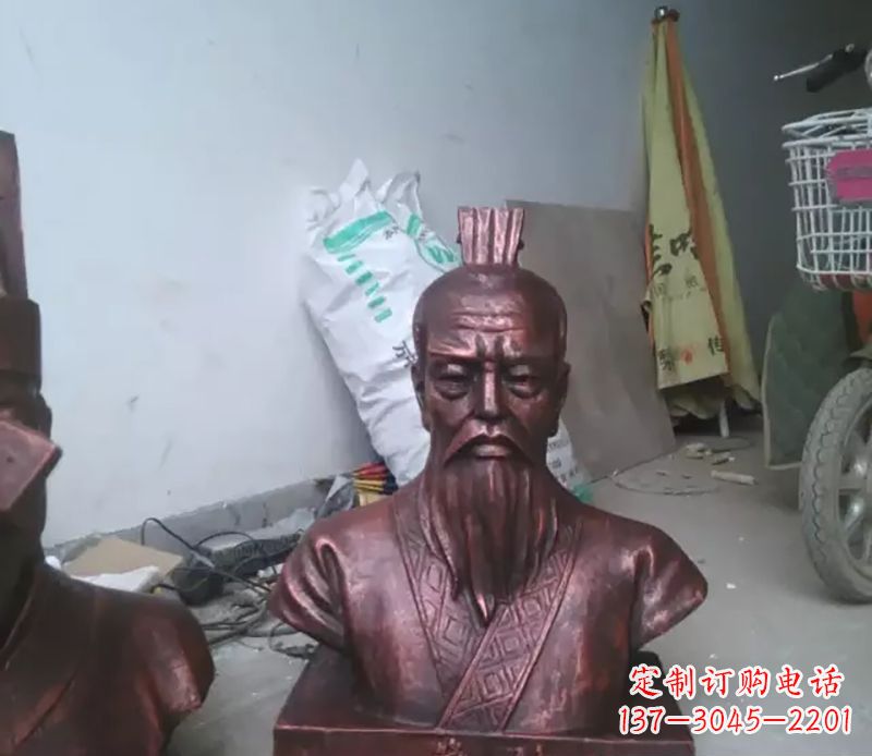 内江管仲古代人物胸像铜雕,展现古代官僚风范