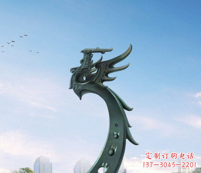 内江中领雕塑|抽象凤凰不锈钢雕塑