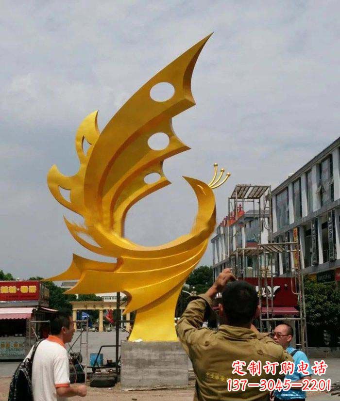 内江精致大气的不锈钢抽象凤凰雕塑