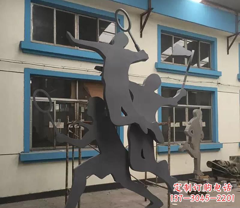 内江广场不锈钢打羽毛球雕塑