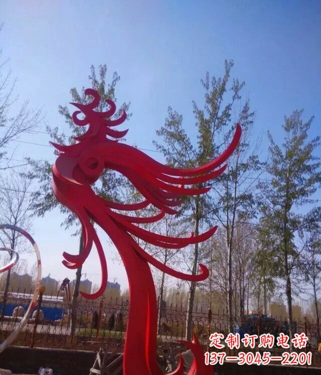 内江广场不锈钢大型抽象凤凰雕塑