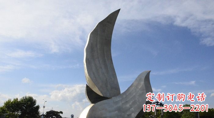 内江广场不锈钢大型抽象和平鸽雕塑