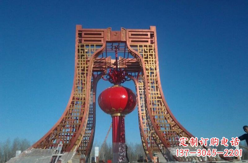 内江广场不锈钢大型灯笼雕塑