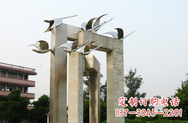 内江展现自然之美的不锈钢大雁动物雕塑