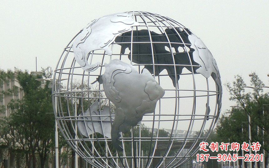 内江广场不锈钢地球雕塑 (2)
