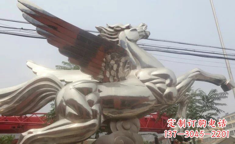内江流畅优美的不锈钢飞马雕塑