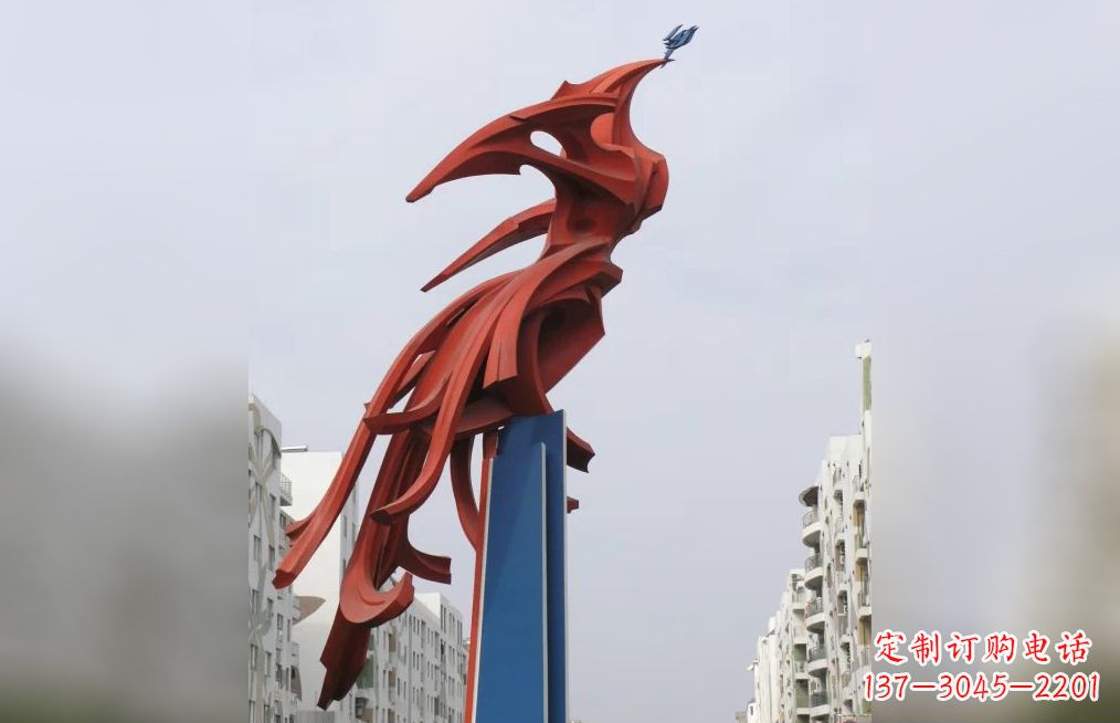 内江广场不锈钢凤凰抽象雕塑