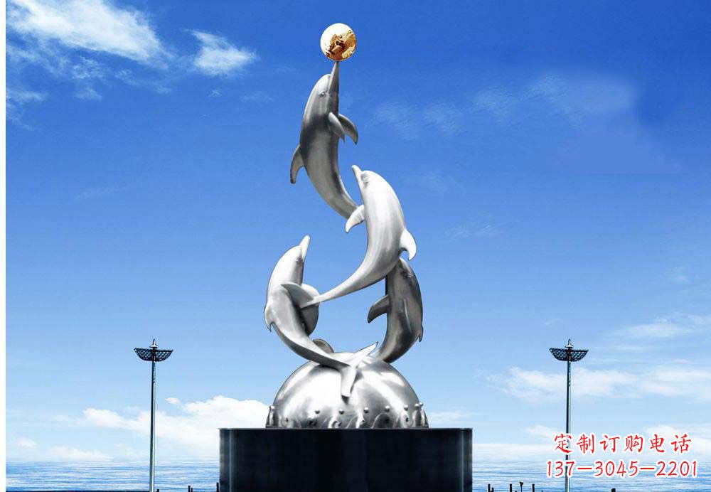 内江中领雕塑海豚顶球雕塑