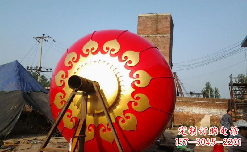 内江广场不锈钢红灯笼雕塑