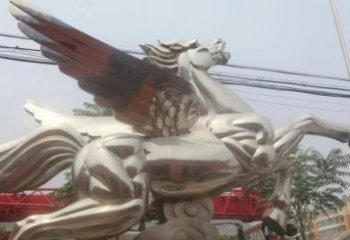 内江流畅优美的不锈钢飞马雕塑