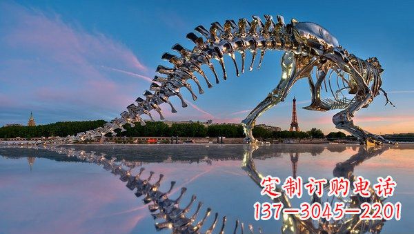 内江魅力无穷的不锈钢恐龙骨架雕塑