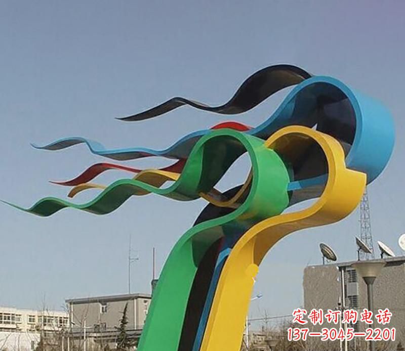 内江广场不锈钢飘带景观雕塑22