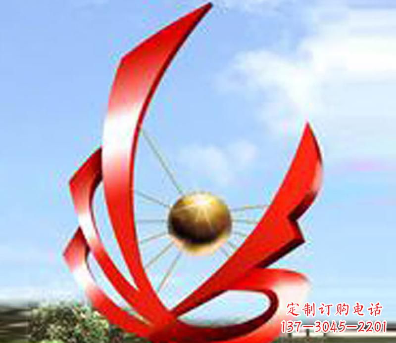 内江广场不锈钢飘带球网景观雕塑