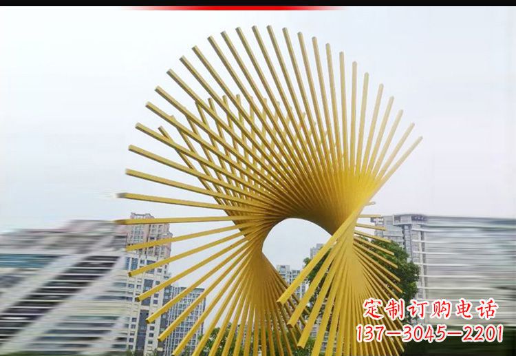 内江现代美学——不锈钢树枝扇形景观雕塑