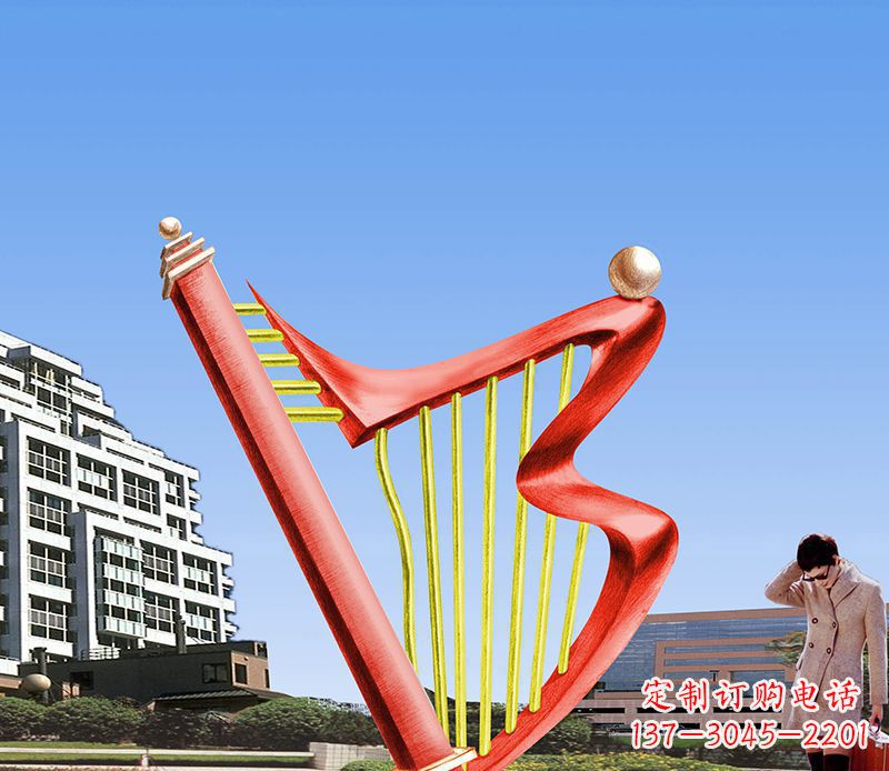内江精美不锈钢竖琴雕塑