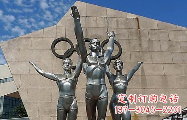 内江广场不锈钢运动员和五环雕塑