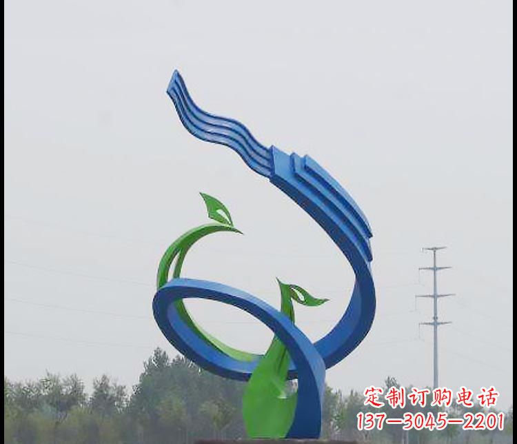 内江完美锻造,彩色不锈钢抽象凤凰雕塑