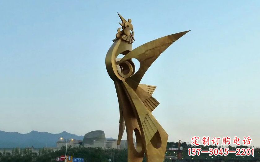 内江中领雕塑出品古典典雅不锈钢凤凰雕塑