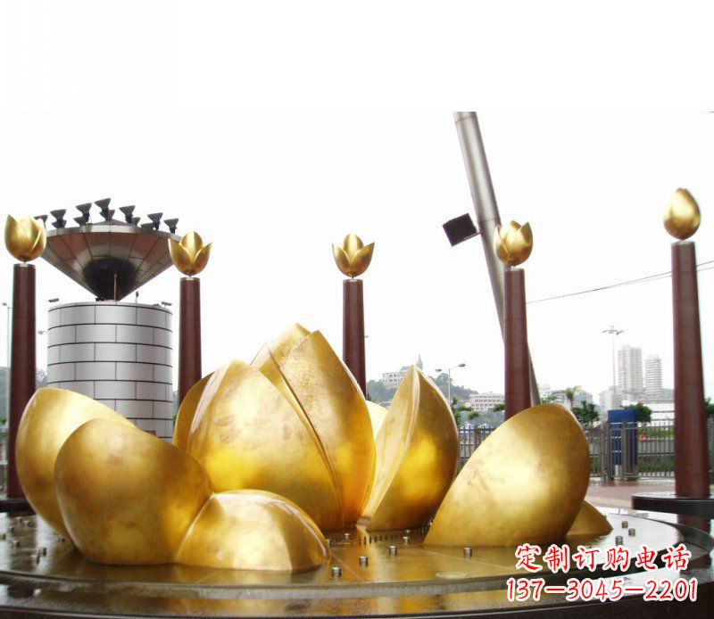 内江广场抽象莲花景观铜雕