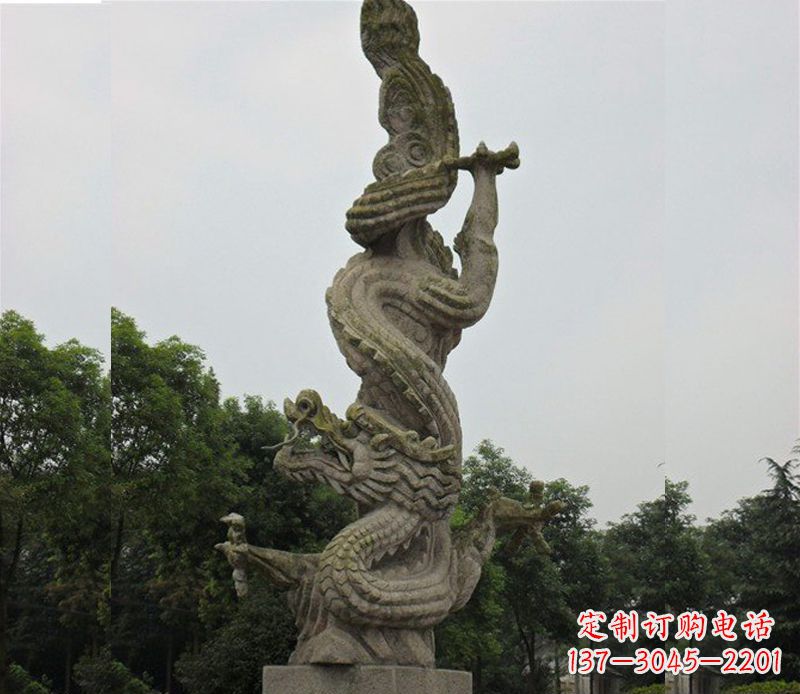 内江中领雕塑|古典美感的大理石龙雕塑