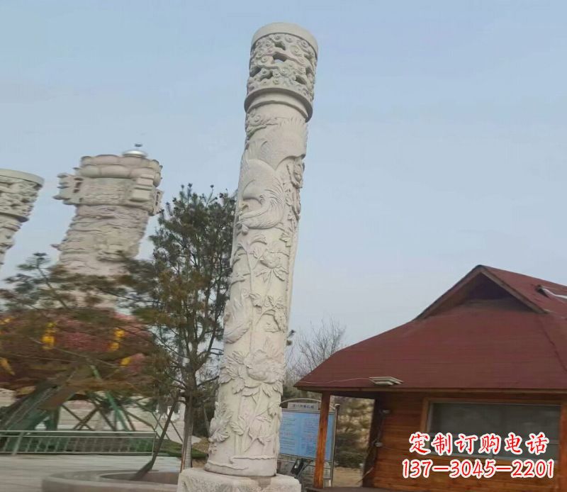 内江迎宾龙柱石雕——大理石景观雕刻精美艺术品