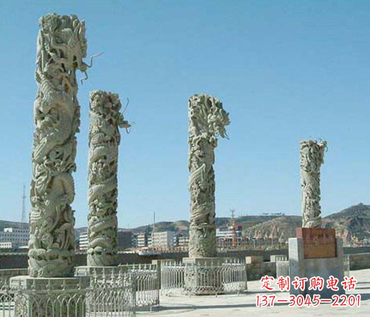 内江中领雕塑的大理石盘龙柱景观石雕