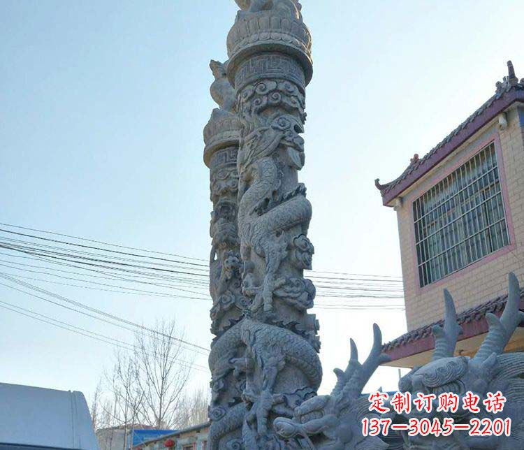 内江精美广场大理石龙柱雕塑