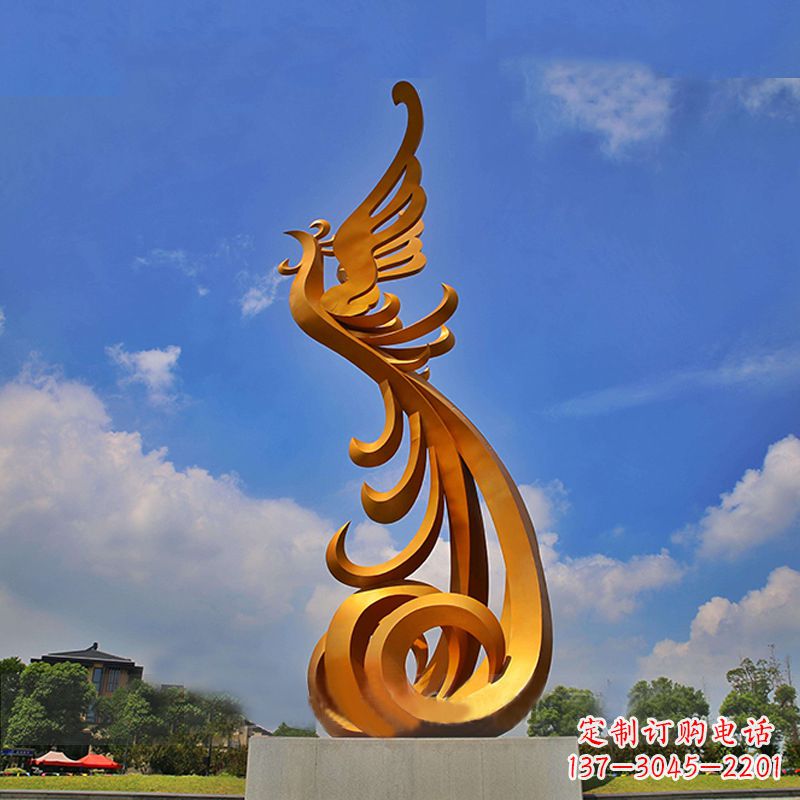 内江广场大型凤凰不锈钢雕塑