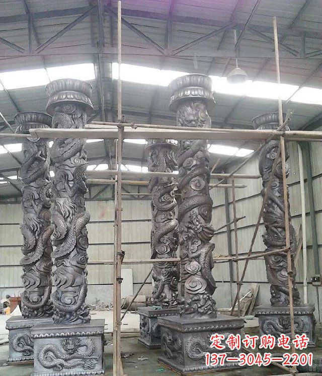 内江传统艺术雕刻精美大型仿铜龙柱