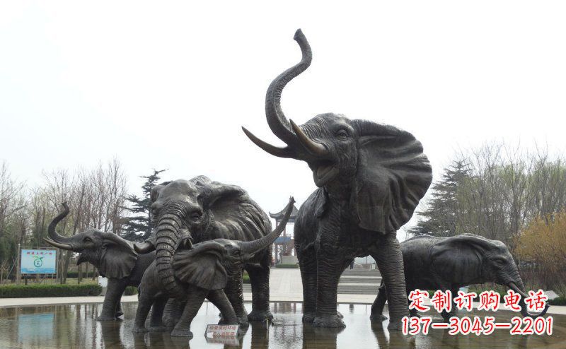 内江广场仿真大象玻璃钢动物雕塑
