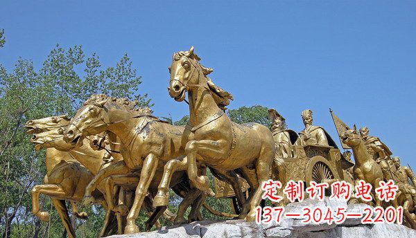 内江中领雕塑:精美古典马车铜雕
