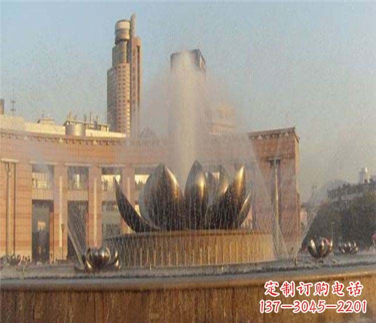 内江广场荷花景观喷泉铜雕
