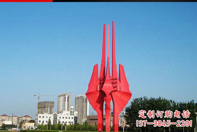 内江中领雕塑红色不锈钢树叶雕塑