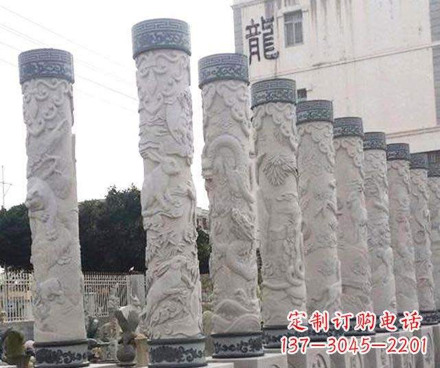 内江广场景观大理石12生肖龙柱石雕