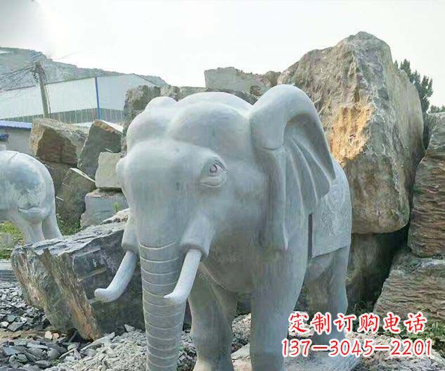 内江广场景观大理石大象石雕 (2)