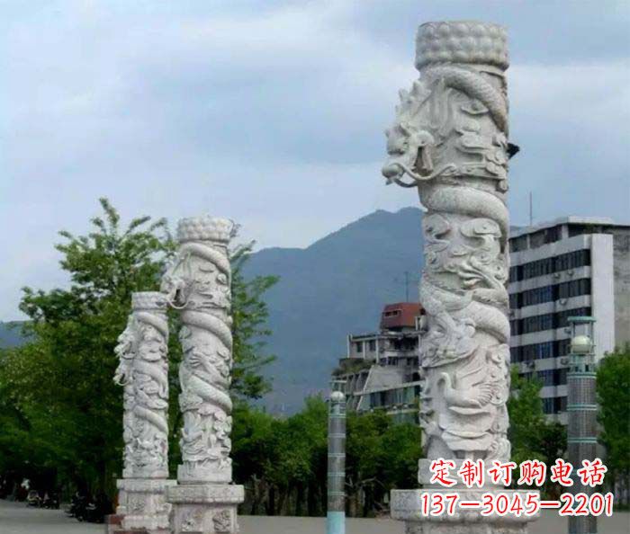 内江精美工艺大理石龙柱雕塑