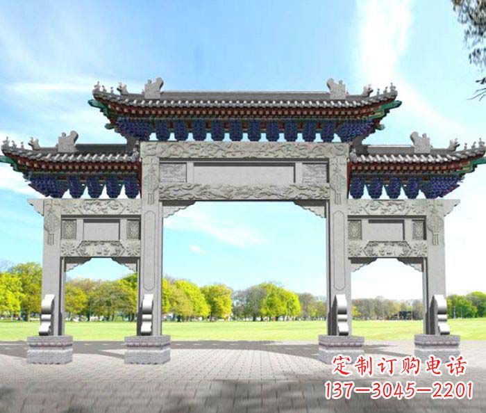 内江广场景观大理石牌楼石雕