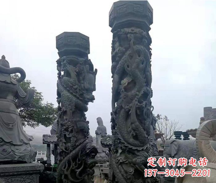 内江安静传承-中领雕塑广场景观仿古盘龙柱石雕