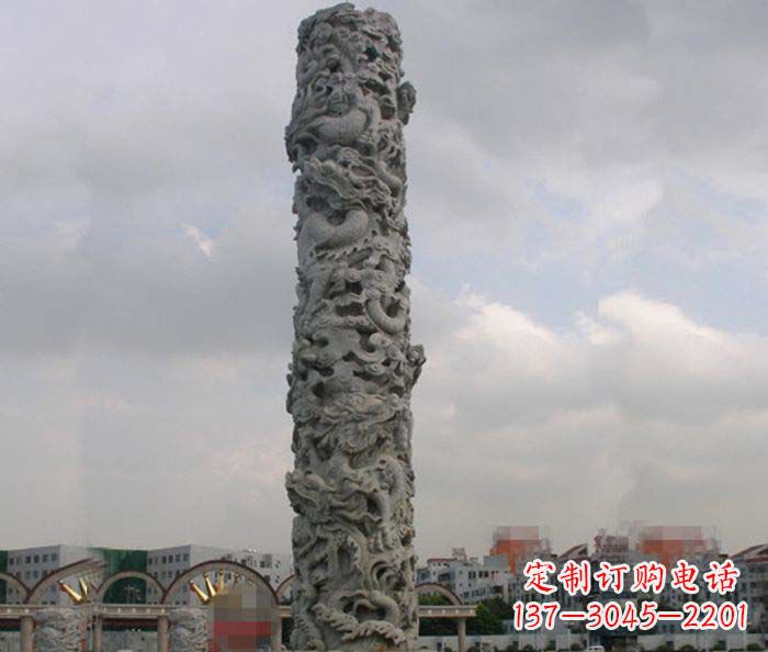 内江精美仿古盘龙柱石雕