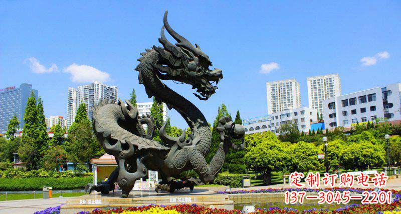 内江广场龙戏珠景观铜雕