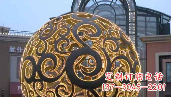 内江镂空球形喷泉雕塑无锈钢精美装点空间