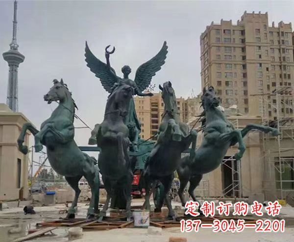 内江中领雕塑:阿波罗战车铜雕精美华丽