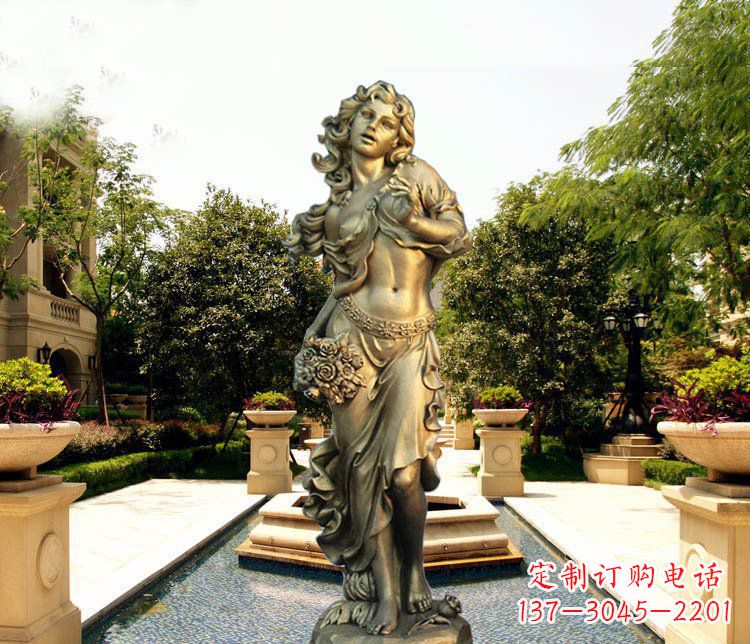 内江华丽蓬勃的铜雕女神像