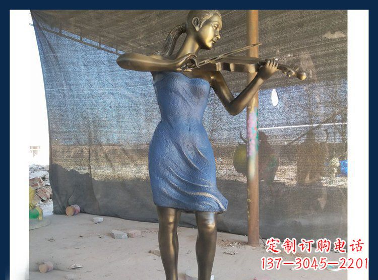 内江精美细腻的西方美女拉小提琴人物雕塑