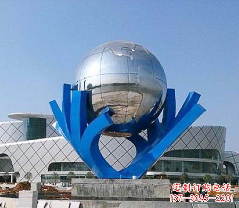 内江广场托起地球不锈钢抽象雕塑