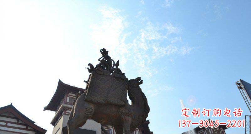 内江广场坐在骆驼背上的飞天人物景观铜雕